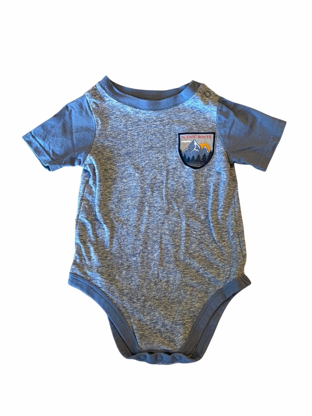 Garanimals Heathered Blue Gray Baby Tee with Green Logo - 18M